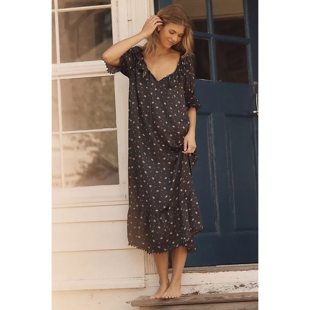 NWT RIXO Aprilia Maxi Dress S Floral Ruffle Puff Sleeve Cottagecore Prairie Boho